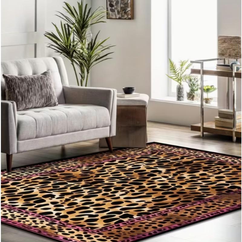 Leopard Print Area Carpet Machine Washed Living Room Bedroom Floor Mat Kitchen Outdoor Products Retro Home Decoration Mats