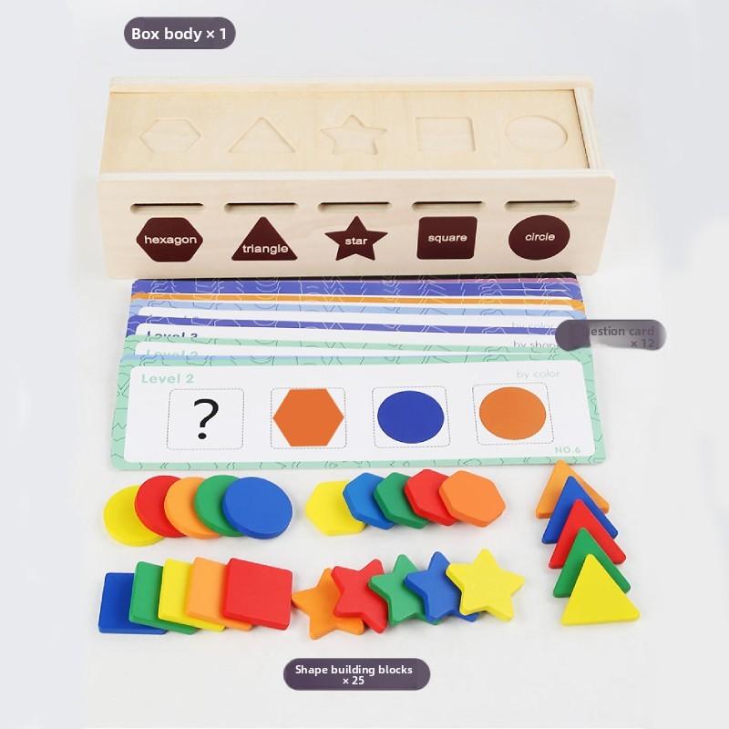 Wooden Sorting Educational Box For Children Shapes Colors Cognitive Skills Play