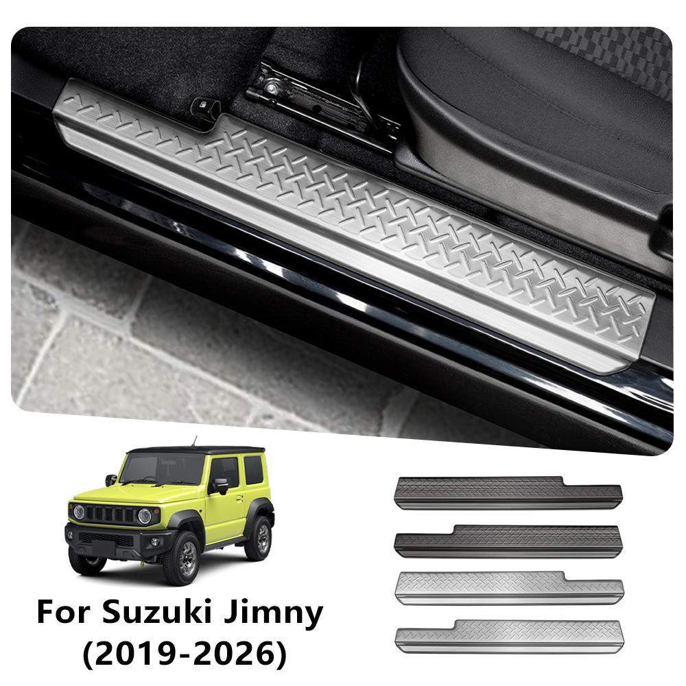 Door Sill Protector For Suzuki Jimny 2019 2020 2021 2022-2026 Stainless Steel Scuff Plate Cover Trim Exterior Car Accessories