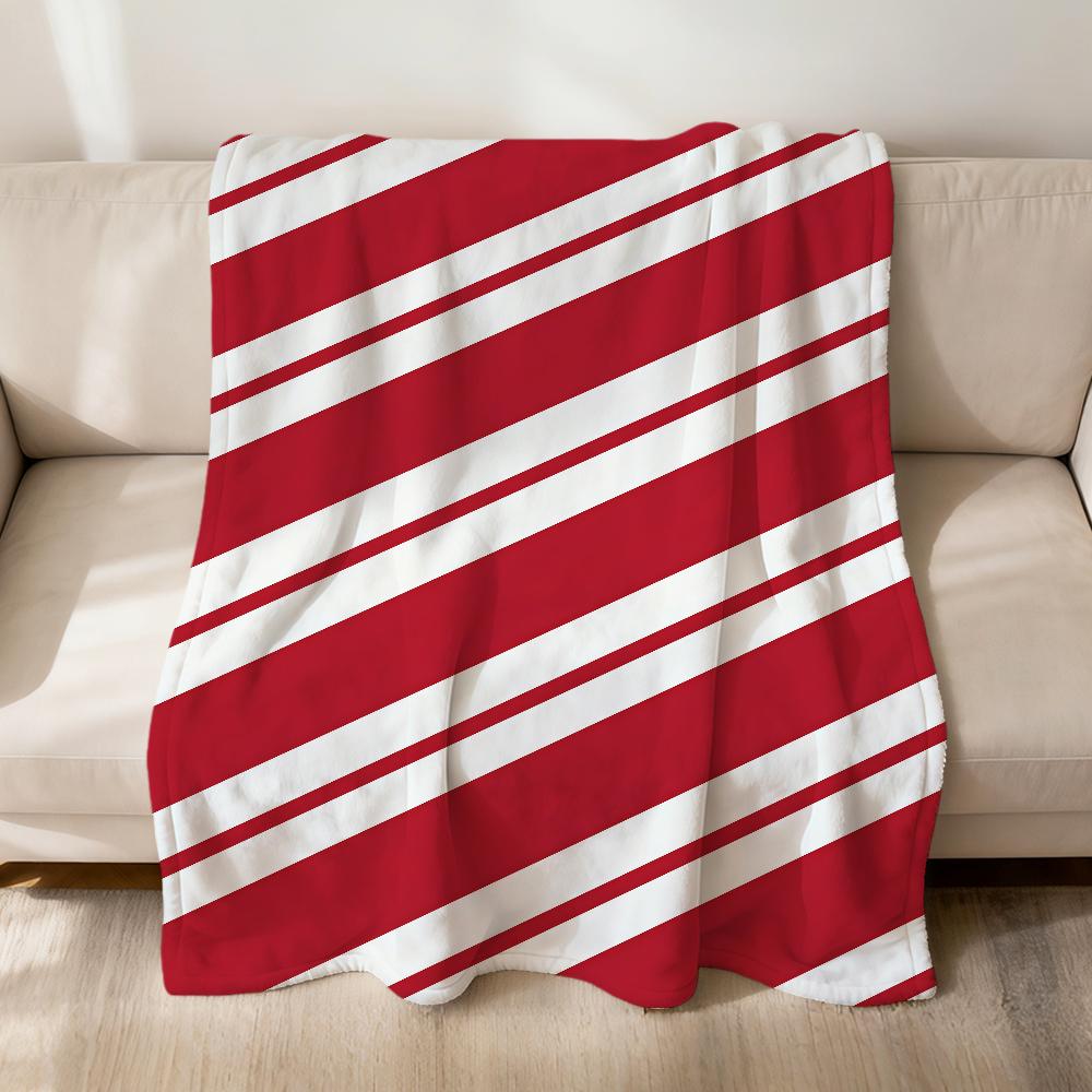 Christmas Pattern Red Green Stripes Flannel Soft Warm Plush Blanket Sofa Living Room Pet Hogar Bedroom Gift Home Car Portable