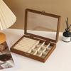 Vintage Jewelry Wood Storage Box Velvet Glass Lid Jewelry Organizer Case Dust-Proof Bracelet Ring Earring Display Holder