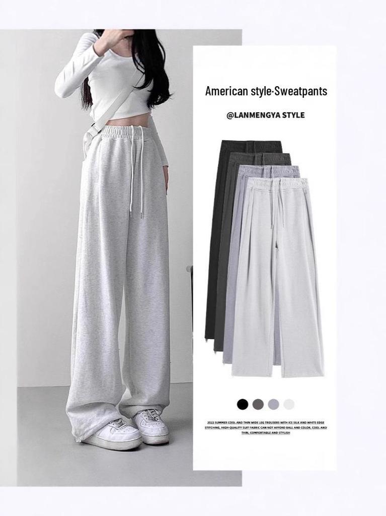 Pantaloni Larghi Grigio a Vita Alta Stile Americano - Collezione Primavera/Autunno 2025