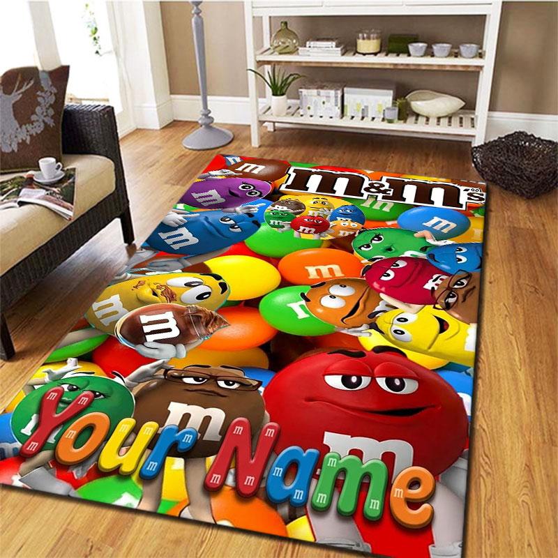 M&M's Custom Name Carpet Rug for Living Room Bedroom Home Sofa Decoration,Kids Play Non-slip Floor Mat