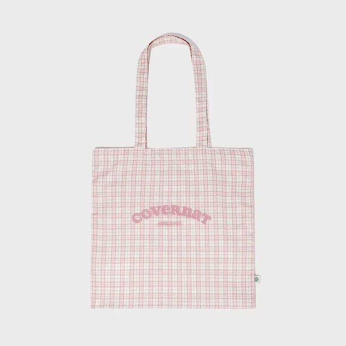 Clover Heart Check Eco Bag Pink
