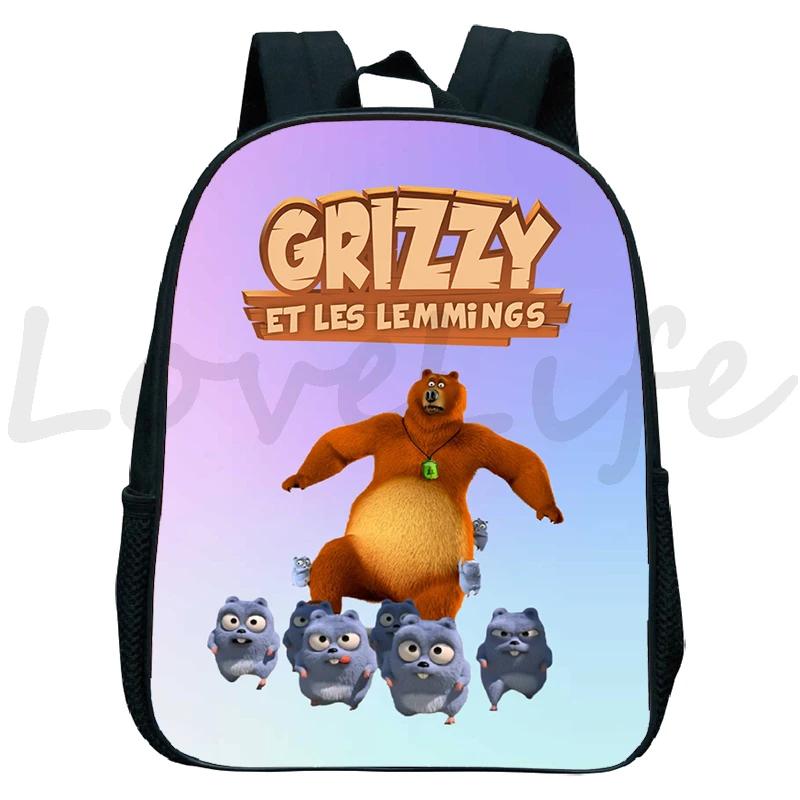 GRIZZY Plus THE LEMMINGS Rugzak voor Jongens Meisjes Kleuterschool Leerlingtassen Jeugd Stripverhaal Lemmings Beer Rugzak Jeugd Schooltassen