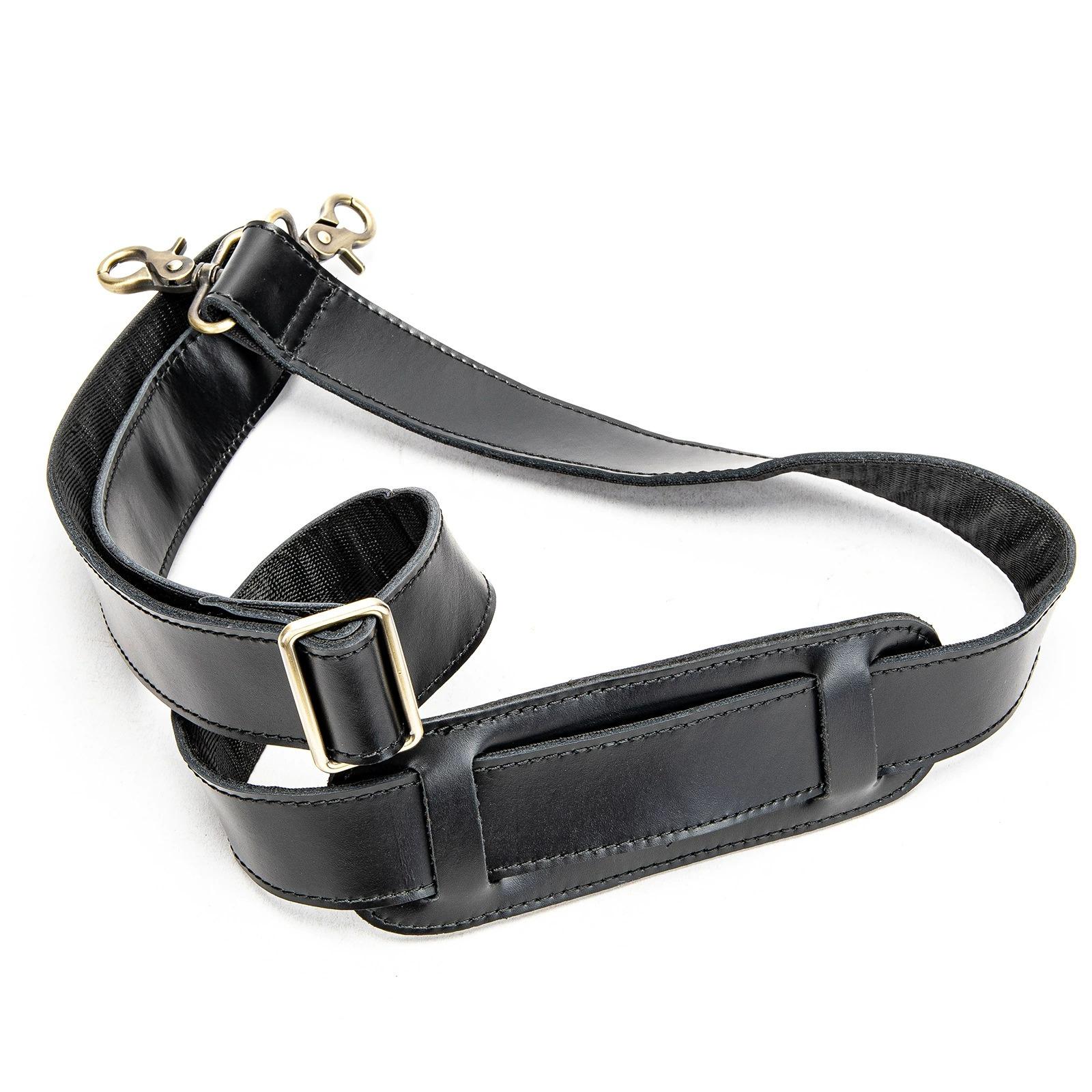 

MVA Винтажный регулируемый плечевой ремень из кожи Crazy Horse для мужских сумок-мессенджеров/кроссбоди - Мягкий, Металлическая фурнитура чёрный