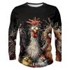 Mens Long Sleeve T Shirt Cartoon Animal Print Casual Loose Fit Round Neck Tee Teens