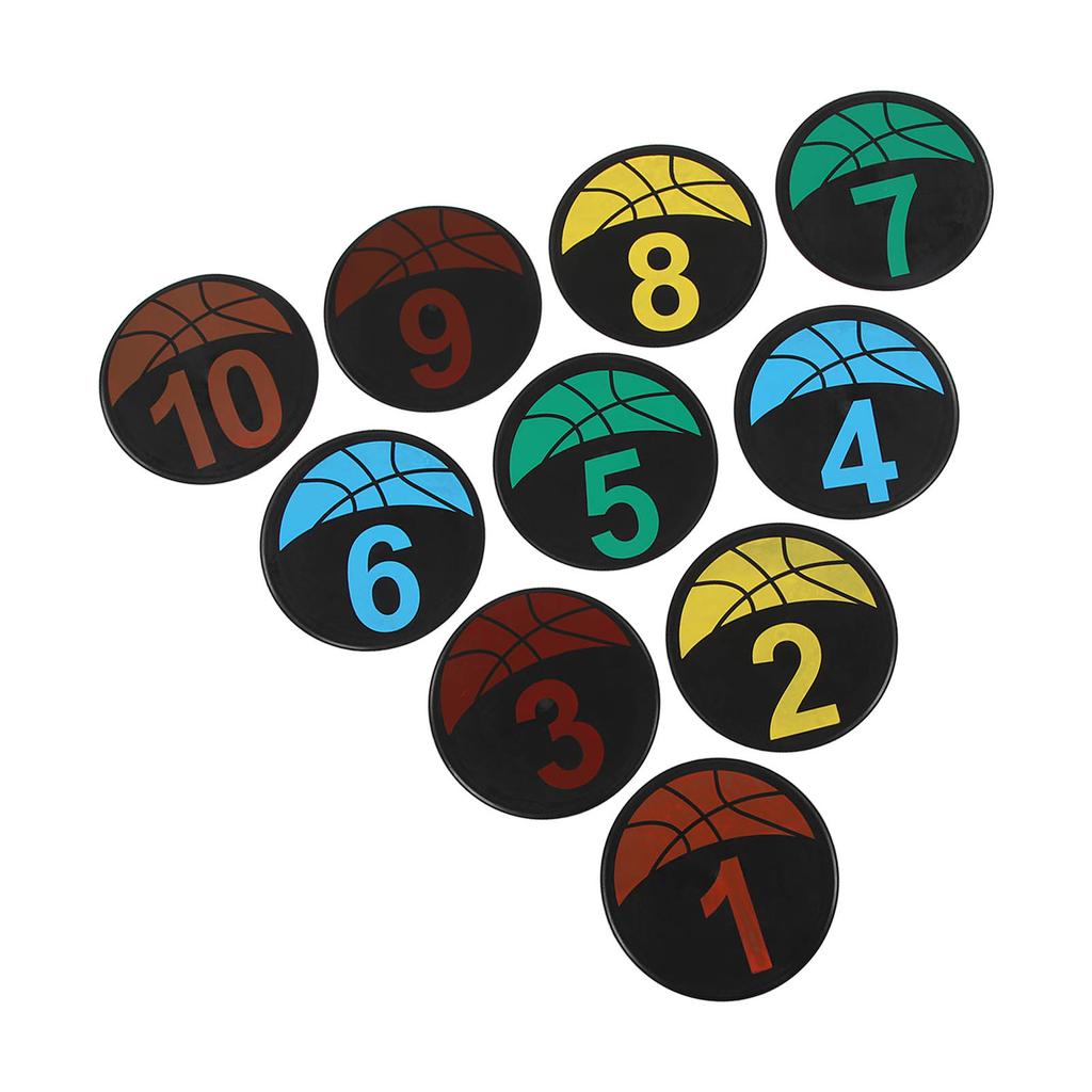 Flat Cones Spot Markers Numbered Floor Spot Markers Set Soccer Basketball Sports Speed Agility