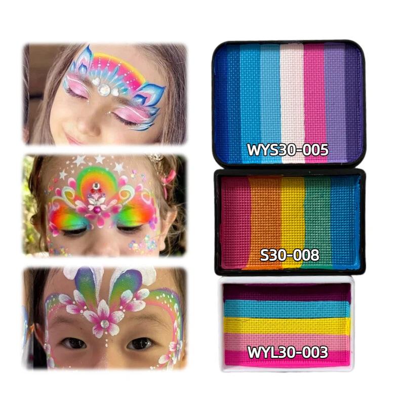 3 30g Children's Professional Rainbow Split Cake Face Painting Body Painting Makeup Is Non-toxic Safe And Easy To Clean