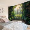 Green Plant Wall Tapestry for Living Room Tea Room - Window Bookshelf Wall Hanging Home Decor Embellishment Fabric