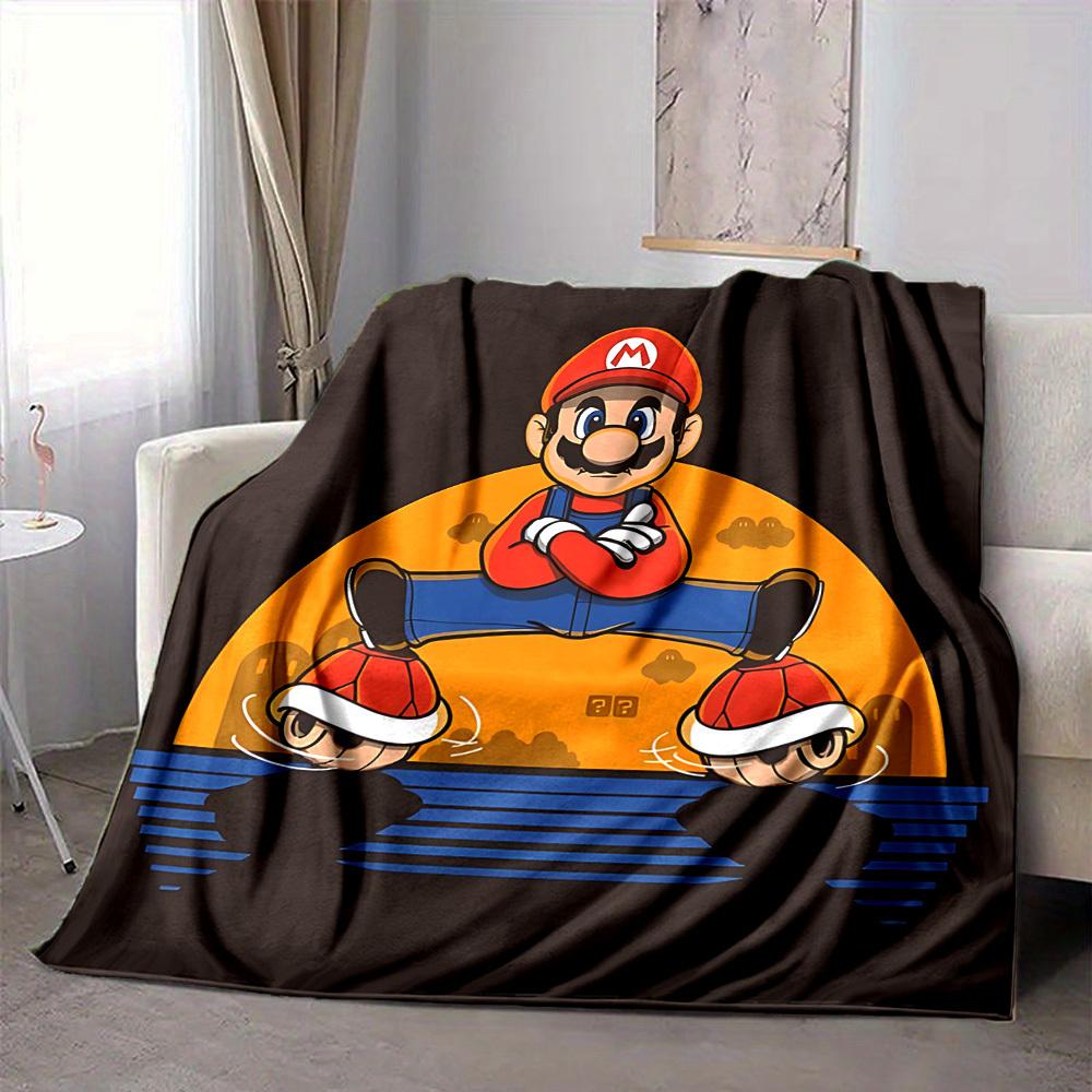 1pc Mario Flannel Blanket, Soft Skin-Friendly with Digital Printing, Various Sizes Available 80x120cm