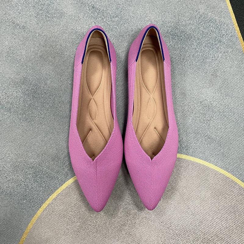 Classic Queen Women's Pointed Toe Fly-Knit Flats, Multicolor, Plus Size 41-43