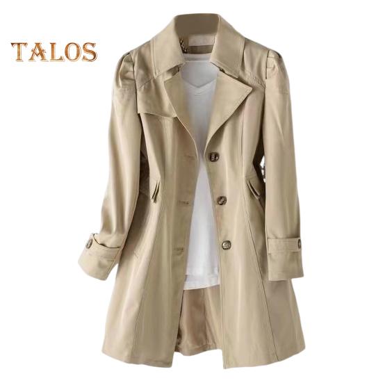 

Женское осенне-весеннее пальто, приталенное, однобортное, однотонное, с отложным воротником, карманами, средней длины, в корейском стиле, верхняя куртка для отдыха на природе M хаки