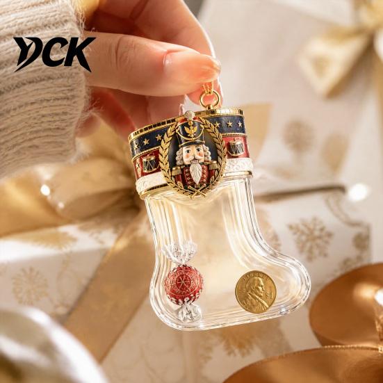 Transparent Candy Coin Filled Socks Fillable Christmas Stocking Acrylic Ornament, Tree Home Window Wall Festive Ornaments Hanging Decor, Santa Snowman