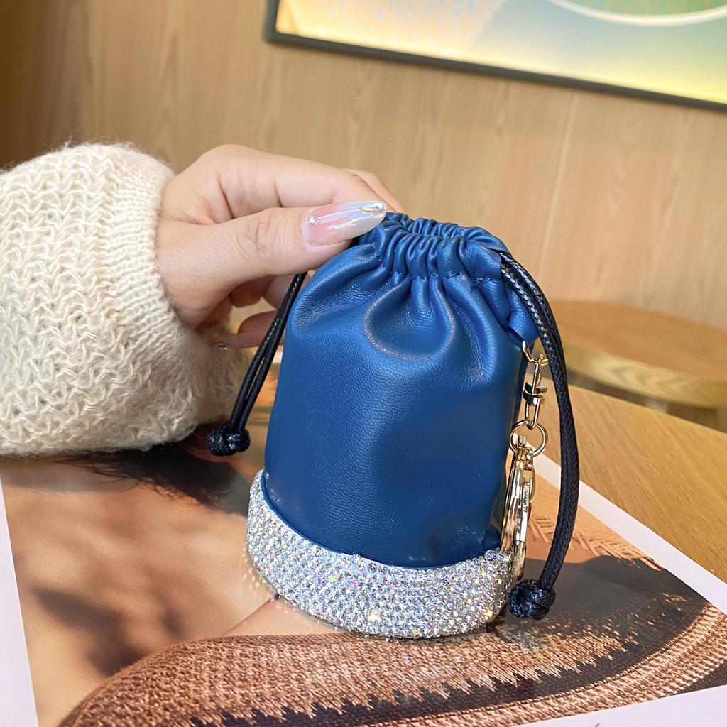 Japanese simple portable drawstring bucket bag women's lightweight portable bucket bag casual nylon change bag small bag pendant