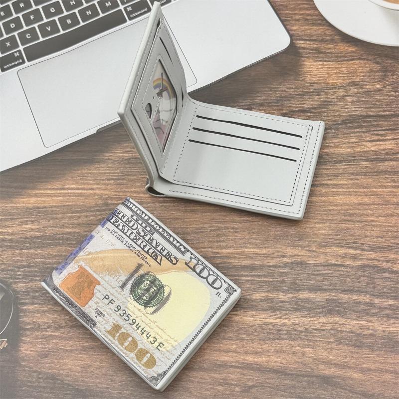 Men’s Slim Bifold Wallet PU Leather Short Wallet Minimalist Card Holder Money Clip Wallet with ID Window Cash Pocket for Men Women