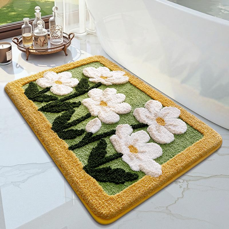 Leaves Non-Slip Bath Floor Mat Bathroom Fluffy Cashmere Absorbent Soft Rug Pad Children Room Carpet Carpet Home Decor Floor Mats