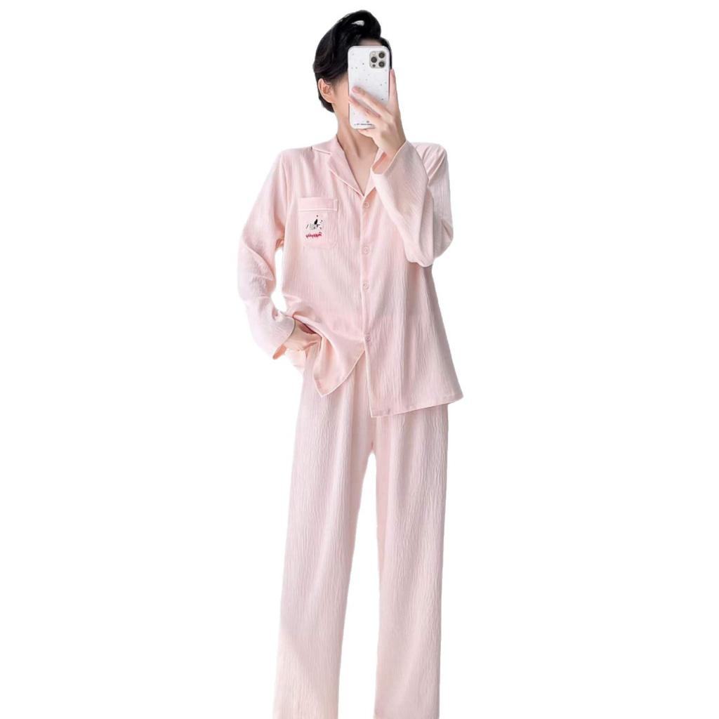 1011 new spring and autumn new pajamas women's cloud cotton summer long-sleeved trousers set loose loungewear