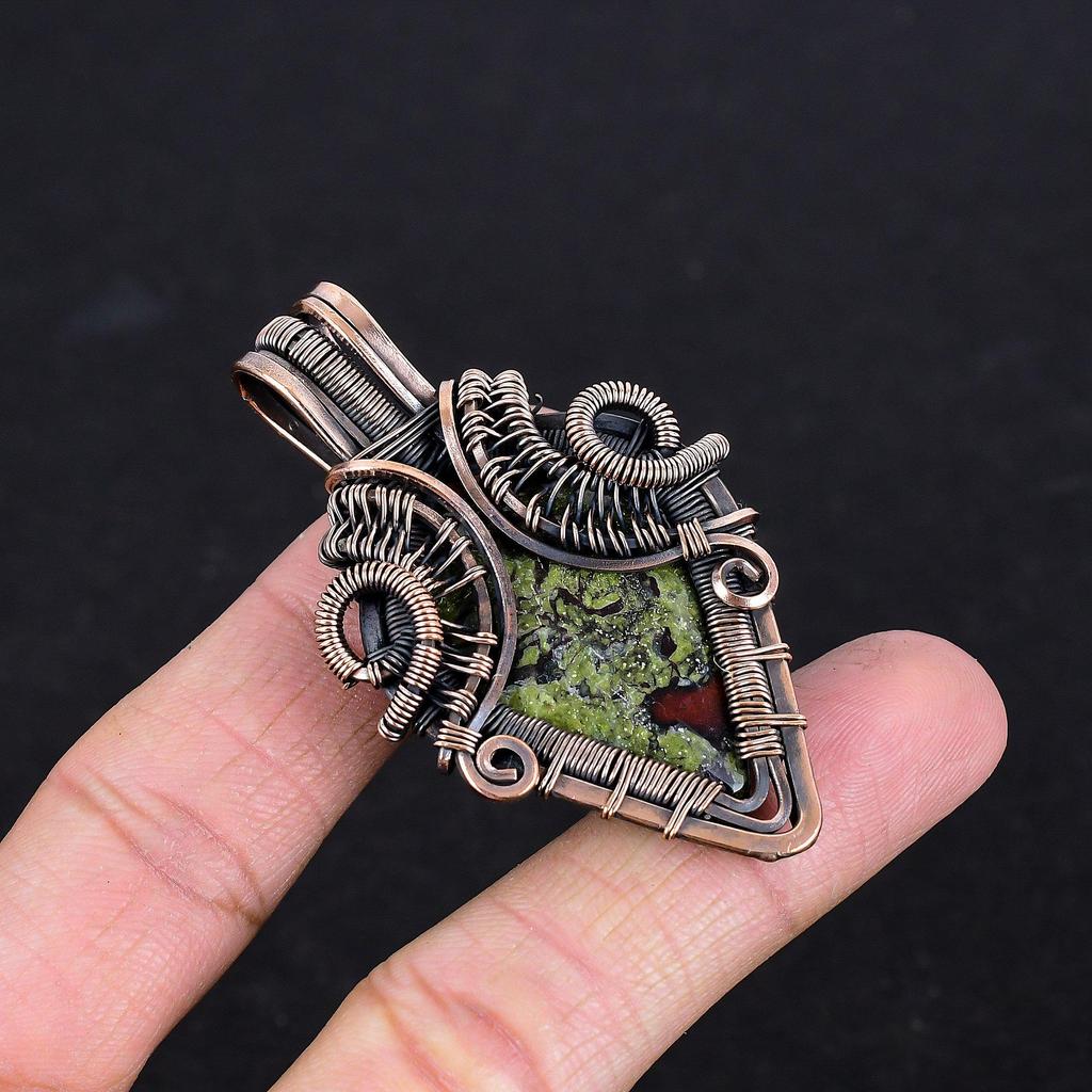 Dragon Blood Jasper 999 Copper Wire Wrapped Pendant, Handmade Gemstone Pendant Jewelry, Gifts For Wife Brand New Pendant