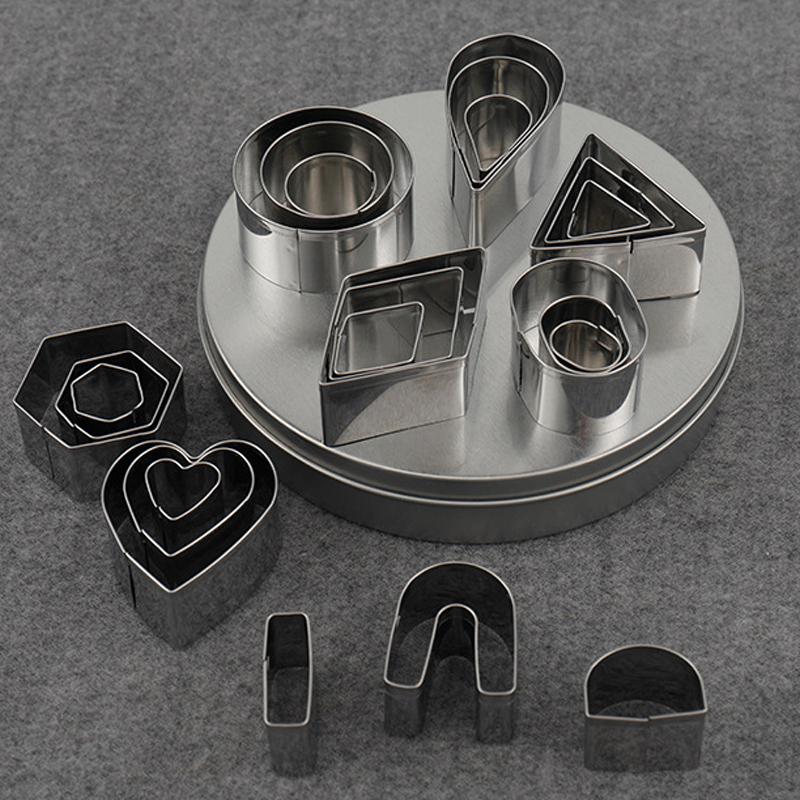 New 24 Pcs/Set Cookie Cutter Stainless Steel Fondant Cake Baking Mold Round Heart Flower Star Shape Biscuit Decorating Moulds