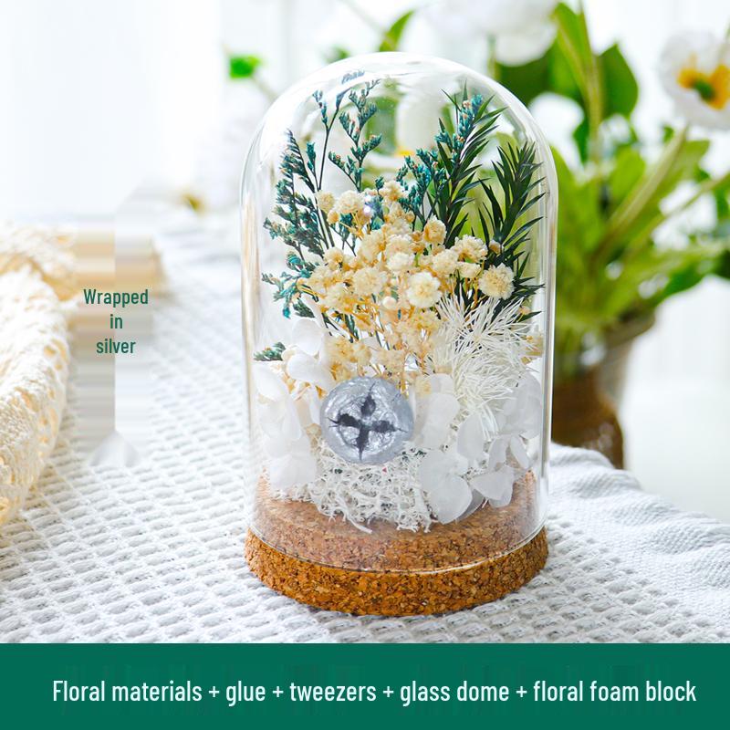 Preserved Flower Glass Dome DIY Kit for Handmade Decoration and Gifts