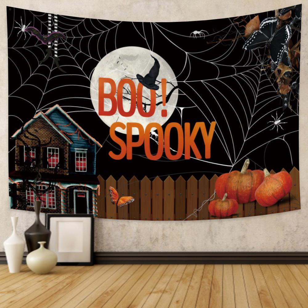 Home Decor Tapestry Witch Pumpkin Halloween Party Ation  Living Room Bedroom Wall  Backdrop Fabric