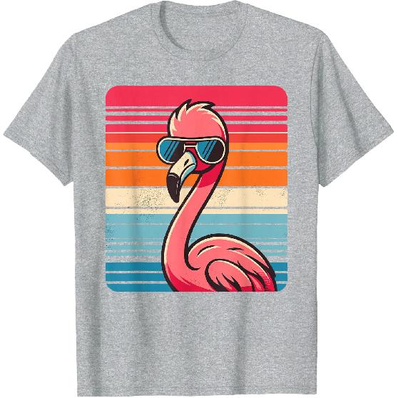 Cool Retro Flamingo in Sunglasses 70s 80s 90s Funny Flamingo T-Shirt