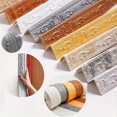 1pc 2.3mX12cm  Wall Edge Strip Stickers Self Adhesive Waterproof Baseboard Wallpaper Border Wall Sticker Bedroom Wall Decoration