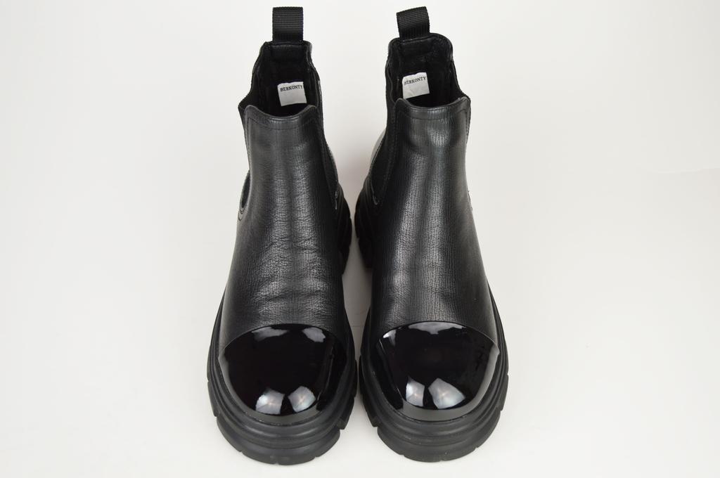 Chelsea boty s odříznutou špičkou Berkonty 21801 36 Černá kůže