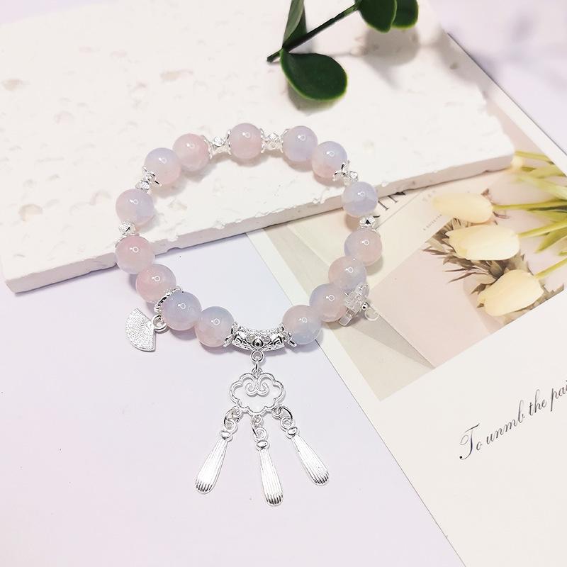 Glückswolke Farbverlauf Quaste Perlenarmband – Eleganter Sommer Damenschmuck im chinesischen Stil