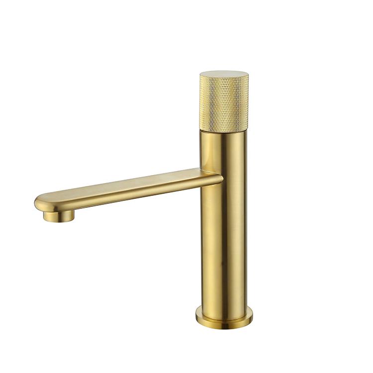 Modern Design Bathroom Brushed Gold Single Handle Basin Mixer Tap (as the picture,Brushed Gold)