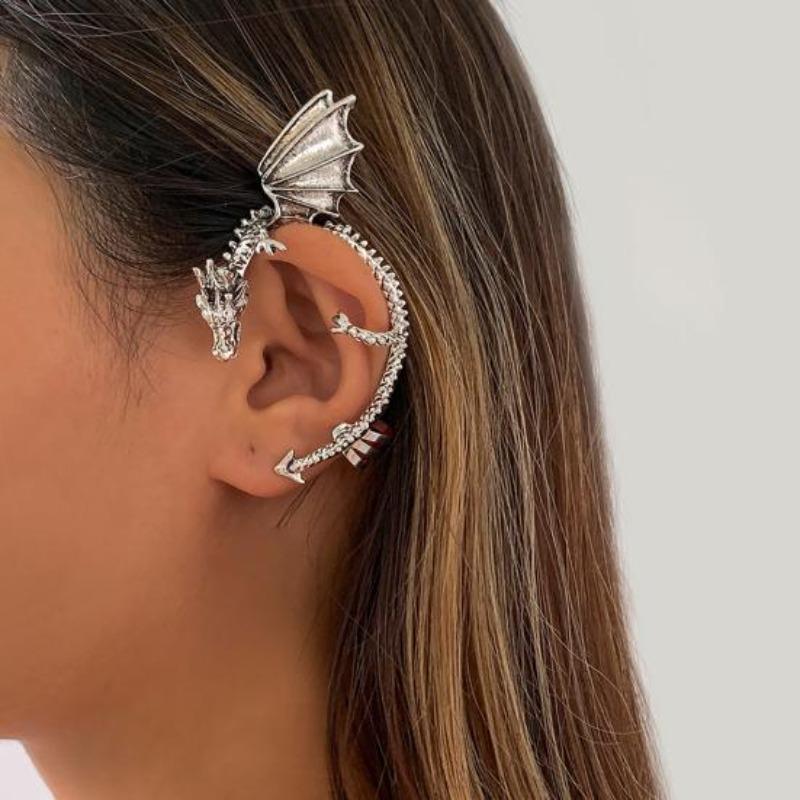 1Pc Dragon Shaped Ear Cuff Exaggerated Hip Hop Gothic Punk Non-Piercing Clip Wrap Cartilage