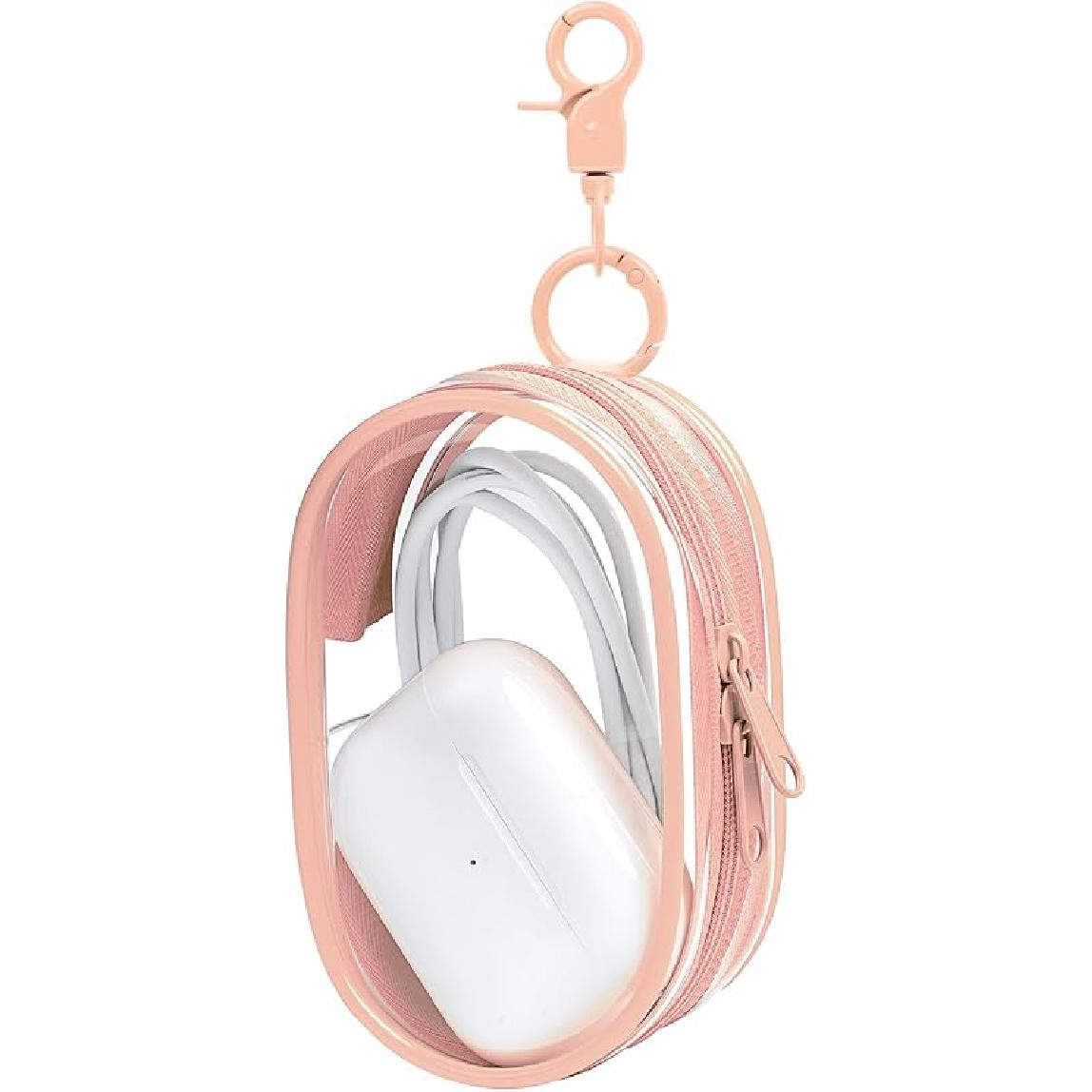 

1|2|4 Pack Storage Bag for Organizing Data Cables, Earphone, Chargers, Keys, Change, Blind Box Doll Transparent Display Bag, Tech Pouch, Portable B7-Peach