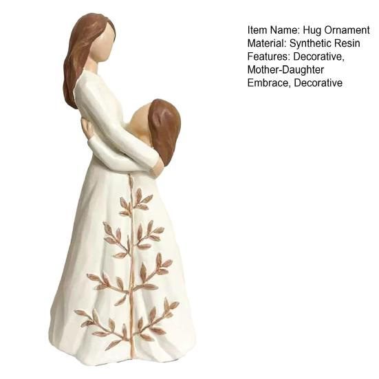 Ornament Three-Dimensional Texture Mother-Daughter Embrace Symbolizing Family Ties Synthetic Resin Hug Sculpture