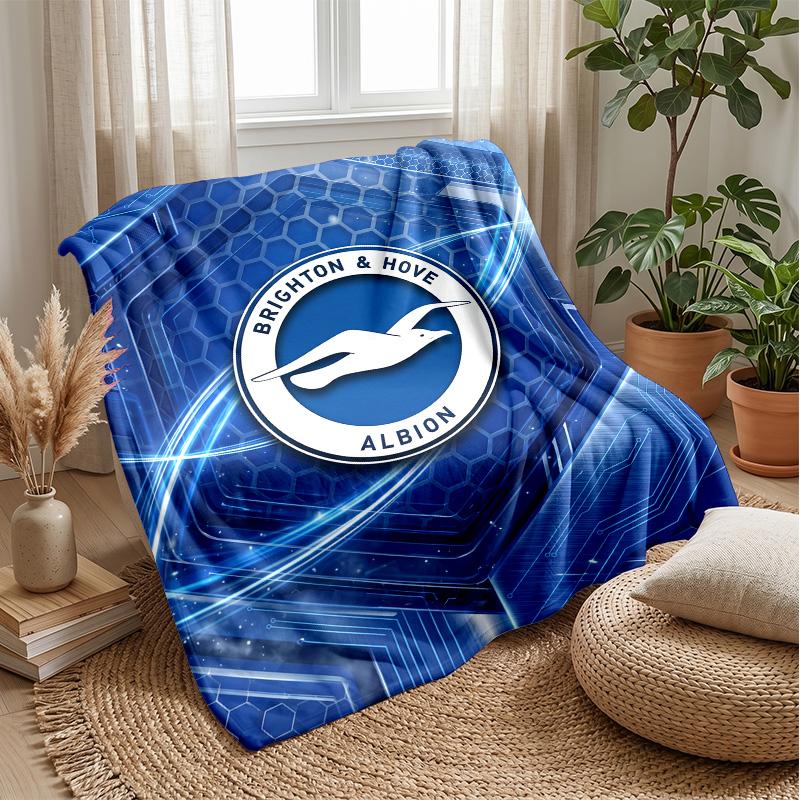 Coperta in Flanella con Stampa Calcio Brighton & Hove Albion, Coperta Morbida Calda Leggera per Divano Letto Campeggio