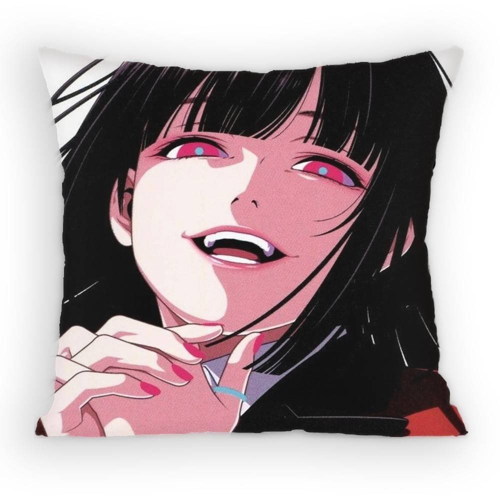 Anime KKakegurui Pillow Case Antidustmite Pillowcase Invisible zipper silky short plush Sofa cushion cover