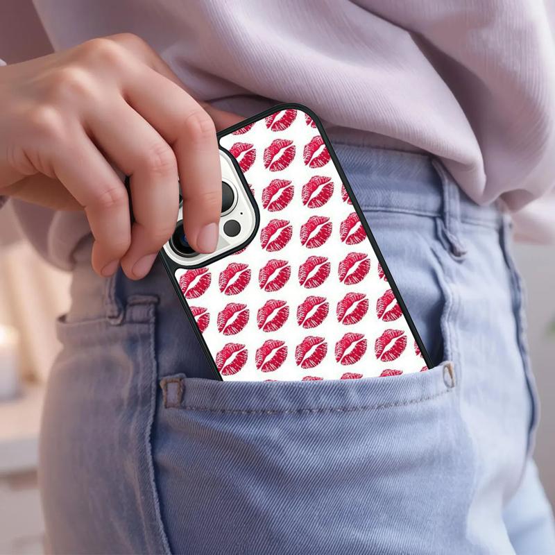 

Kiss Me Red Lip Fundas Phone Case For iPhone 17 Air 15 16e 14 13 Pro Max Coque 12 11 Pro Max PLUS cover iPhone 17