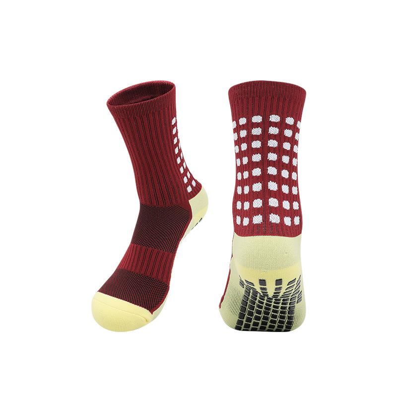 Men's Non-Slip Mid-Calf Football Socks with Thickened Towel Bottom and Silicone Grip