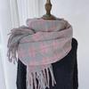 2024 Winter Women's Plaid Scarf: Korean Retro Style, Warm Imitation Cashmere Shawl for Students and Couples