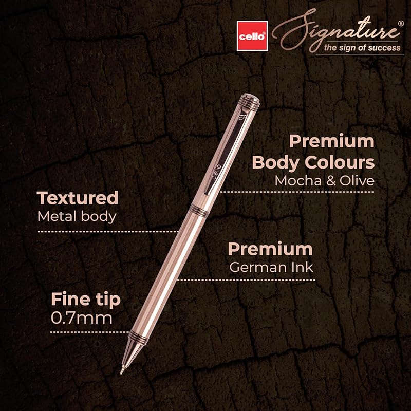 

Cello Signature Terra Ball Pen|Blue Ink|1 Ball Pen|Trendy Executive Body Colour|Premium Metal Pens for Office Use| Styli 11 синий