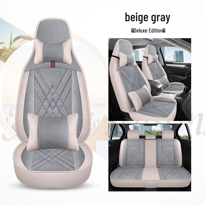 Seagull Car Seat Cushions (Models 23/24) - All-Season Linen Covers for New Energy Vehicles, Full Coverage.