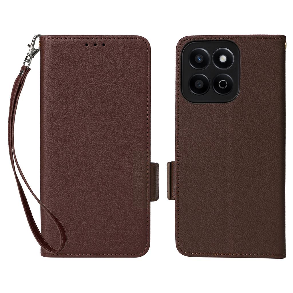 For Honor X7c 5G/X7c 4G/200 Smart 5G/Play 60 Plus 5G/Play 9T Case with Wrist Strap Litchi Texture PU Leather Wallet Phone Cover