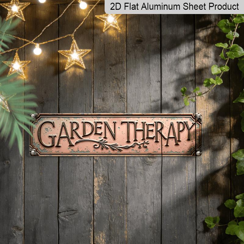 2D Flat, 15.7×3.94inch Vintage Funny Rust Texture "GARDEN Relax" Vintage Aluminum Metal Wall Plaque - Rustic Vintage Decorative Sign for Living Room