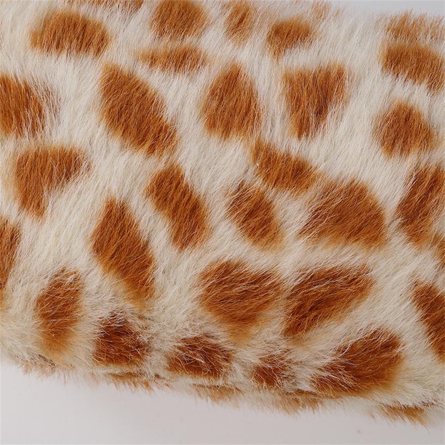 Leopard Soft Plush Travel Cosmetic Lipstick Brush Storage Bag Toiletry Kit Women Makeup Handbags Organizer Pouch Bag Pencil Case