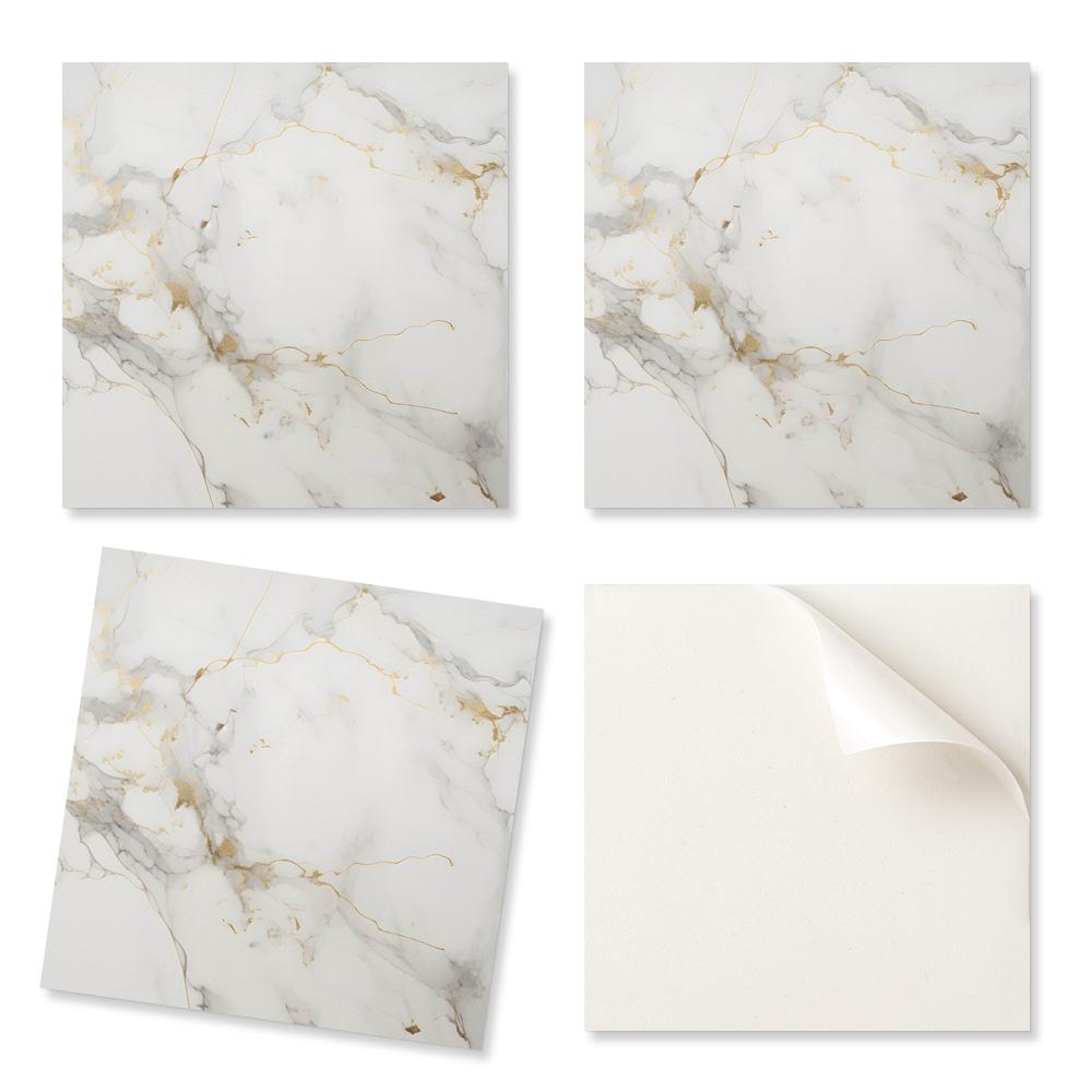 Vinyl Tiles with Graphics for the Bathroom Elegant Marble Pattern 9x30x30 cm