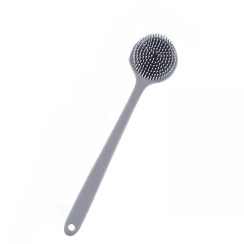 1PC Silicone Bath Brush Long Handle Double-Sided Extended Bathing Scrubbing Massage Brush Back Scrubber for Men and Women