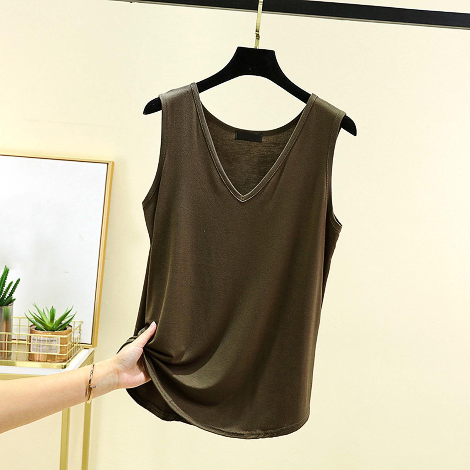 

Летний женский топ-майка с V-образным вырезом, облегающий крой, без рукавов, однотонный топ XXL