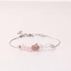 Festliche Geschenke Rosenquarz Erdbeerquarz und Klarquarz Splitter Armband Zarter Modeschmuck für Frauen Tägliches Tragen Einfaches Vielseitiges Accessoire