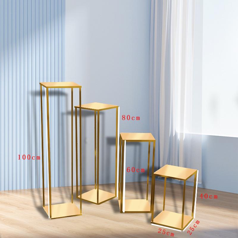 Geometric Square Frame Flower Stand for Weddings - Wrought Iron Artificial Flower Decor