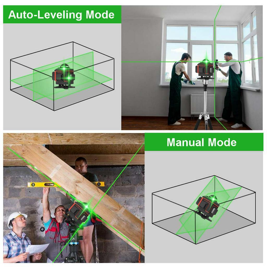 4000mAh IP54 8/12/16  Lines 4D Laser Levels Touched 360 Horizontal and Vertical Cross Super Powerful Self-leveling Green Line Laser Level